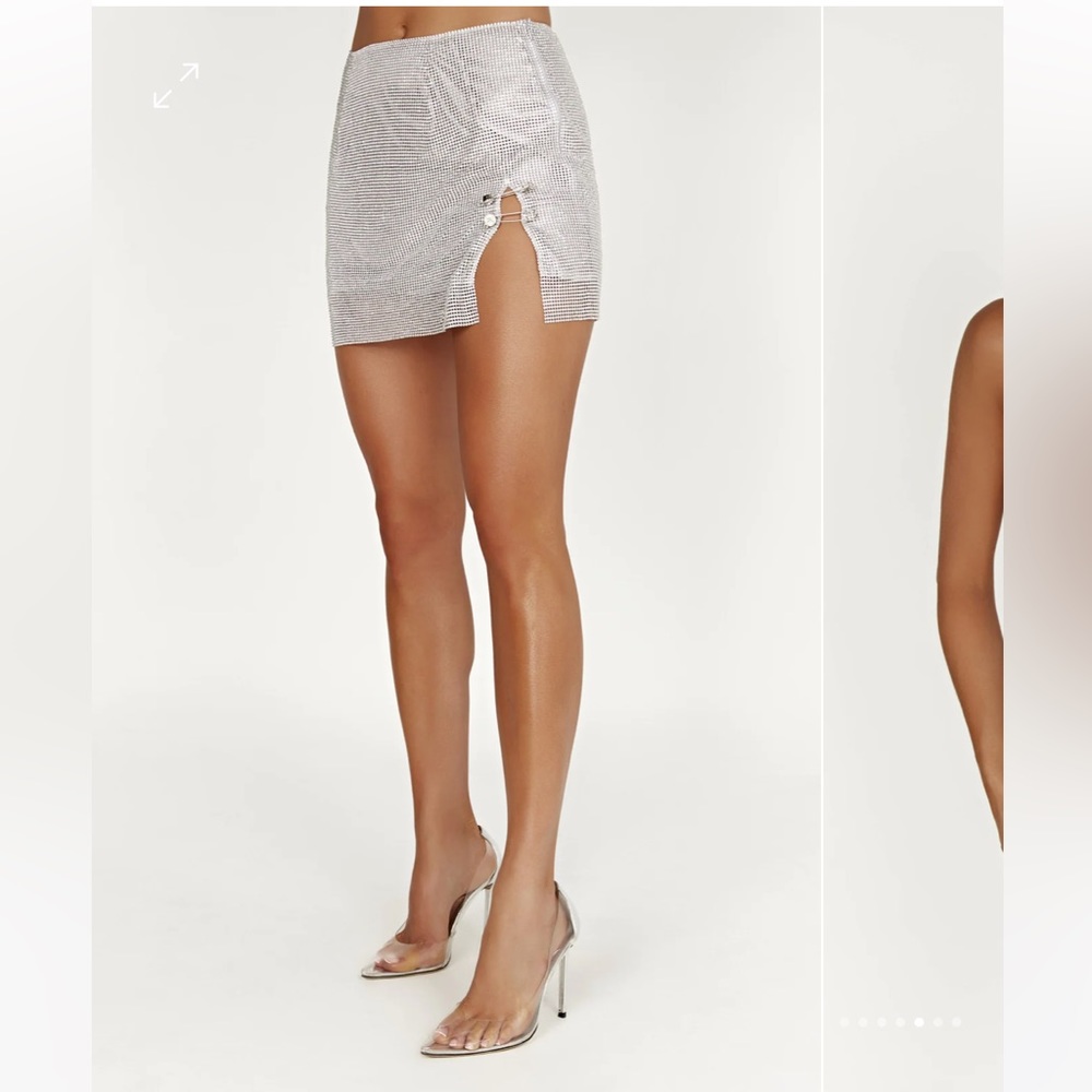 Meshki Marlena Glomesh Mini Skirt - Silver NEW, NEVER USED, WITH TAGS